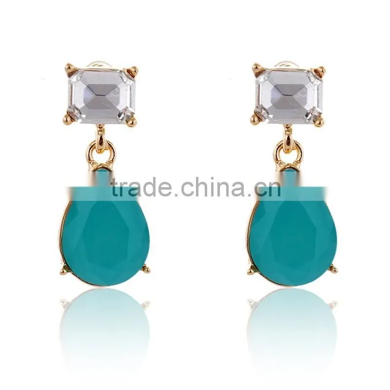 Hot Sale Designs Cheap Wholesale Fake Colored Diamond Stud earrings for Girls