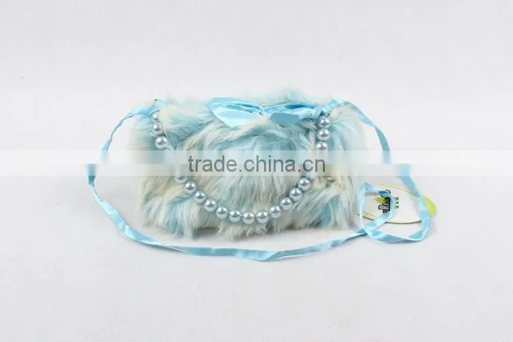 2015 hot selling kids coin bag baby girl plush bag with pearls