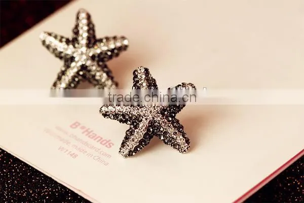 Starfish earrings rhinestone starfish earrings trendy beach earring