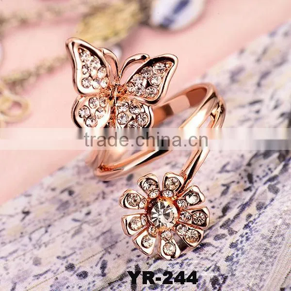 Fashion High Quality Enamel Butterfly Women's Alloy Finger Ring