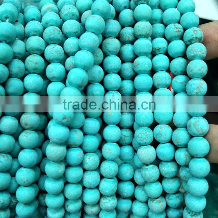 TB0430 Matte Natural Turquoise Round Beads,Matte Jewelry making beads,Dull Polished Turquoise Beads