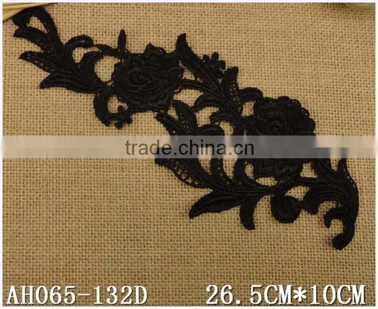 China factory DIY water soluble black cheap patches factory direct sell flower applique trim