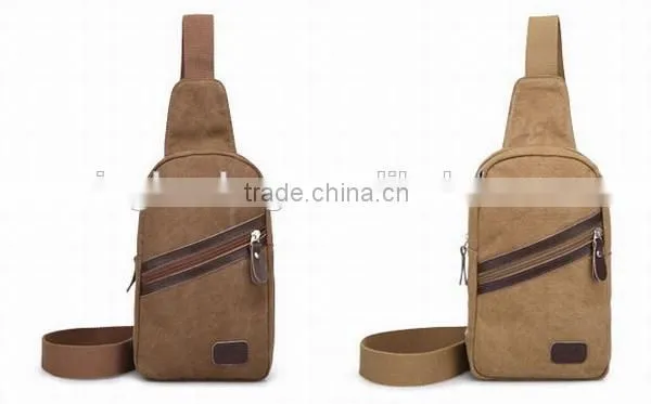 Men Vintage retro Canvas chest bag with shoulder canvas satchel bag tote bag