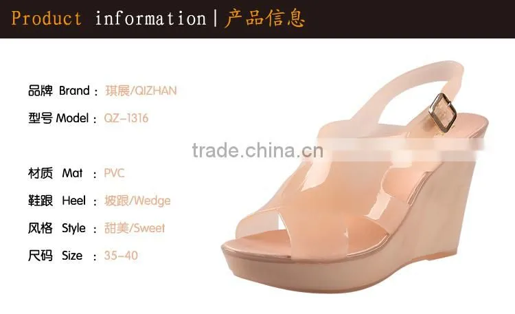 2014 Fashion Candy Color Sandals Transparent Jelly Shoes Fish Mouth Wedges Sandals