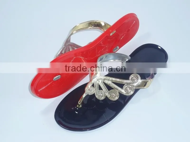 2015 Crystal jelly pvc slipper flip flop shoes for lady pvc slipper