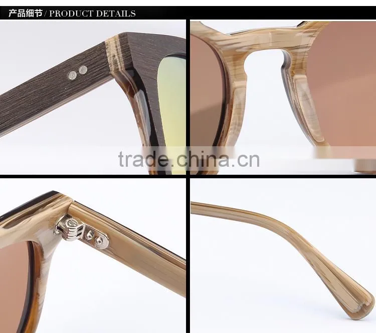 OEM Sunglasses Wooden Aceatate Sunglasses Oem Sunglasses with Metal Bridge