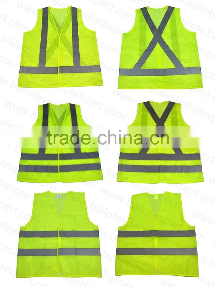 Mesh polyester fluorescent fabrics reflective safety vests