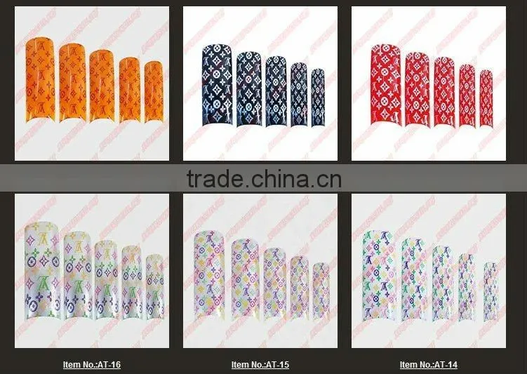wholesale 70pcs/box Airbrush Pre Design Translucent French False Nail Art Acrylic Tips AT1200