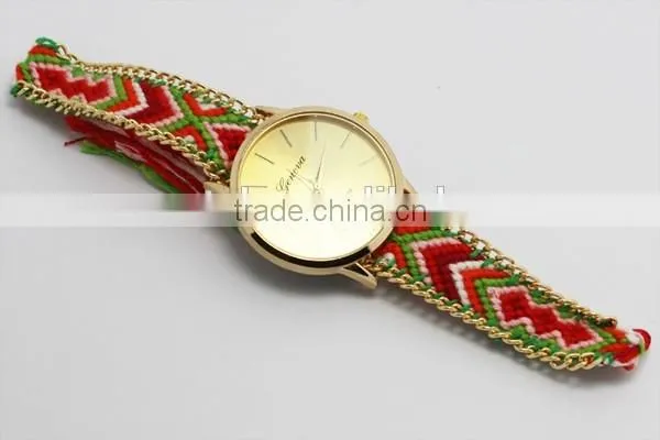 Fashion cheap interchangeable fabric woven strap watch