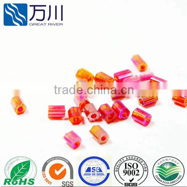 Silver Murano Lampwork Glass Bead Silver multi color flower glass beads bugles