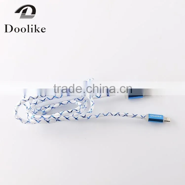 Hot selling high quality USB light Cable For Samsung Mrice USB data Cable 1m Wholesale For Iphone data Cable
