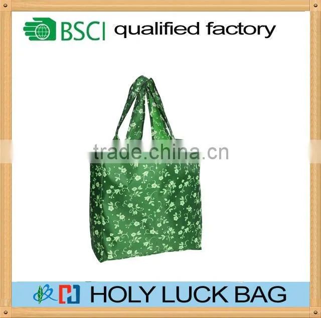 Large capacity folding tote reusable bags with long handle shoulder bag