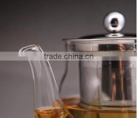 Office Personal Glass Tea Pots with stainless steel infuser Hebei Factory Supplies