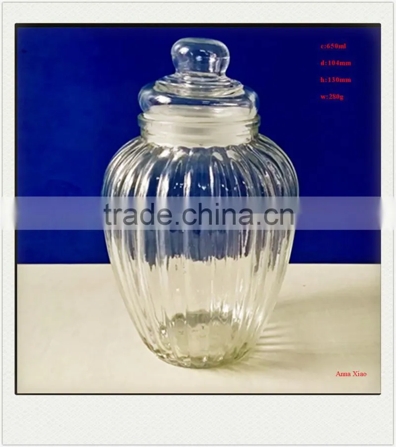 650ml glass cookie jars with glass lids