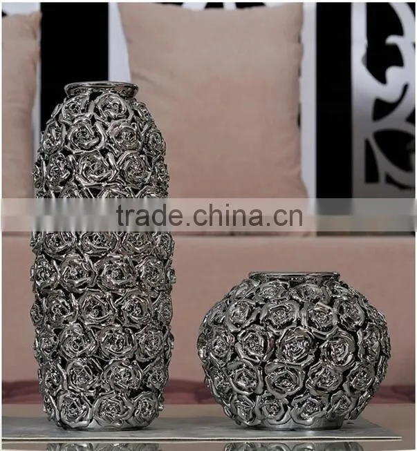 2pics set ceramic electroplated decor flower vase porcelain pottery craft