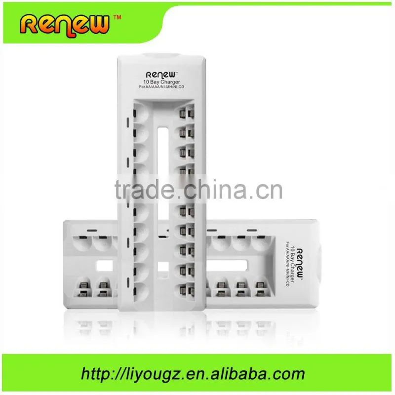 New!!! 10 Bay/Slot AA AAA Ni-MH Ni-Cd Quick Charger Smart Battery Charger for Rechargeable Batteries