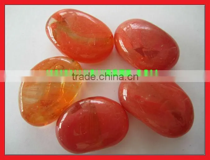 Colored glass pebbles for decoration
