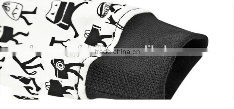 Spring 2015 girl's stylish cartoon printing loose long sleeve short models european sweater