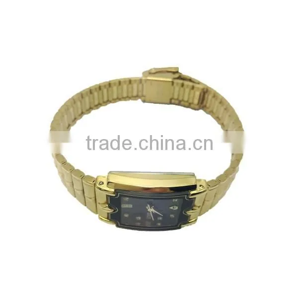 Gold plated ladies fancy wrist watches with stainless steel band