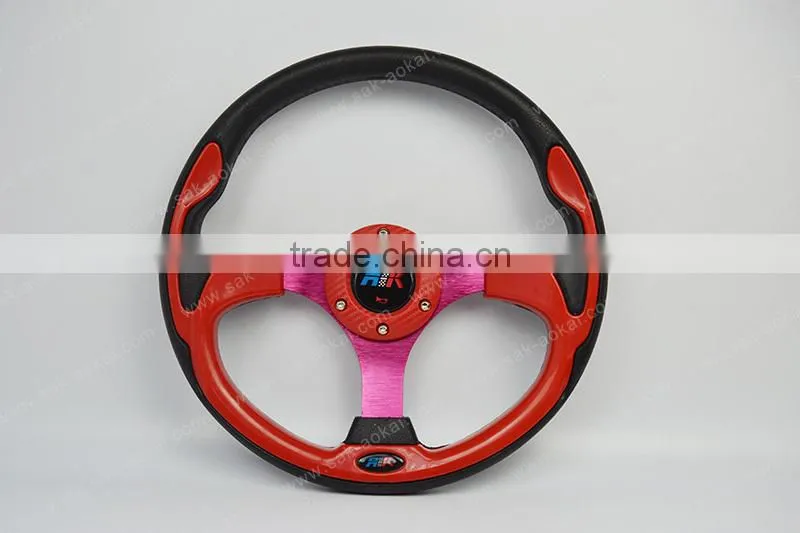 Red 13 inch Racing Car Game Steering Wheel PU Flat