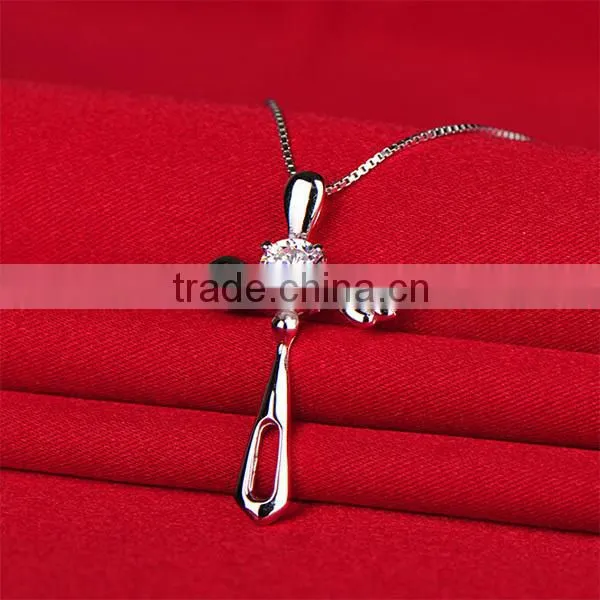 Fashion garnet 925 sterlin silver cross pendant