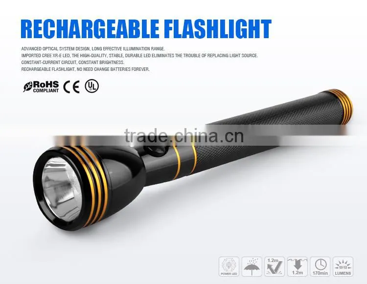 cheap high power long distance aluminum portable The Middle East LED rechargeable flashlight torch - JD327 Keen