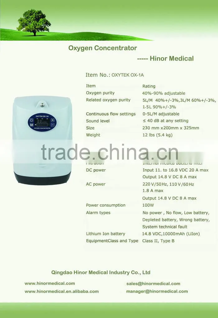 portable oxygen concentrator with battery