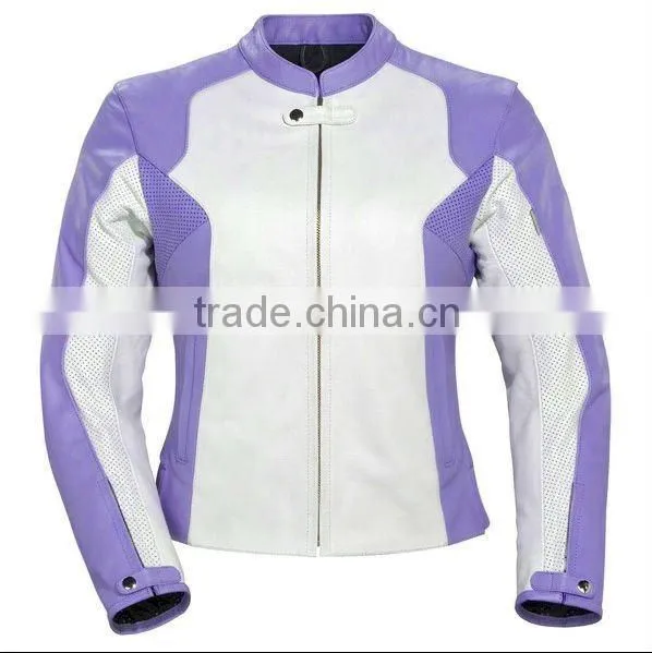 Ladies Perforated Motorbike Leather Jacket