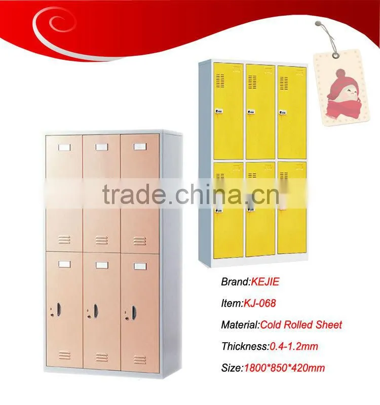 Cold-rooling steel lockers/furniture for clothing store 6 door clothes locker 6 door steel clothes locker School Metal Wardrobe