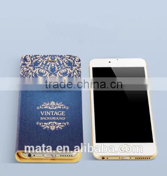 Glod Foil Painting Ultra Thin Breathable Leather Case For iphone 6