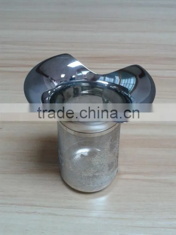 High quality customized silverplated stainless steel etched mesh cute tea infusers