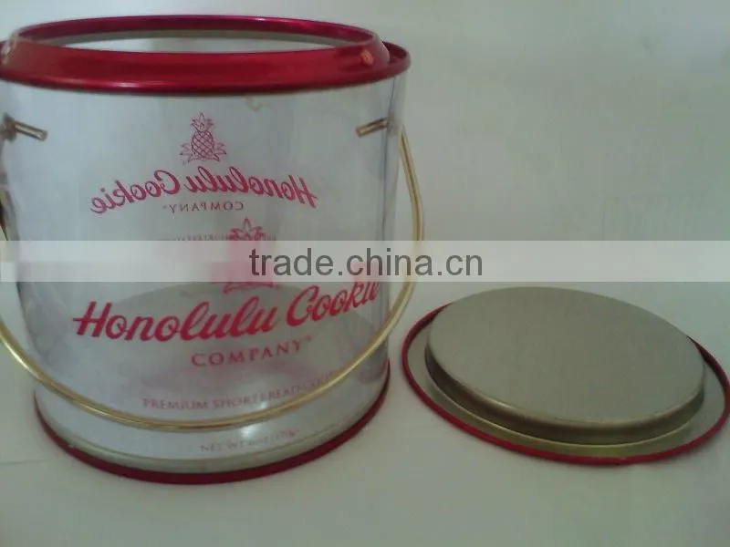 Round tin gift box with clear window