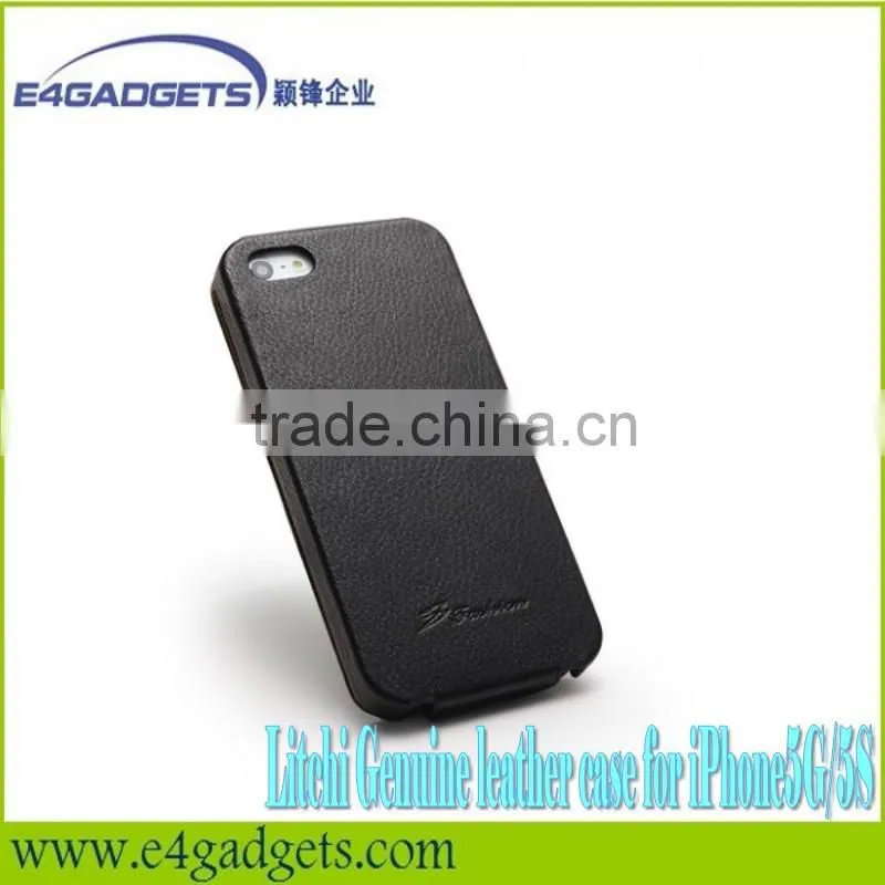 2013 New arrival hot sell design Litchi veins Flip Cowskin leather smart case for iphone5,for iphone5 case