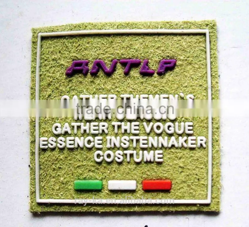 3D faux suede label
