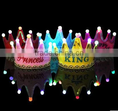 LED light Party Birthday Glow Flash King Princess King Headband Hat