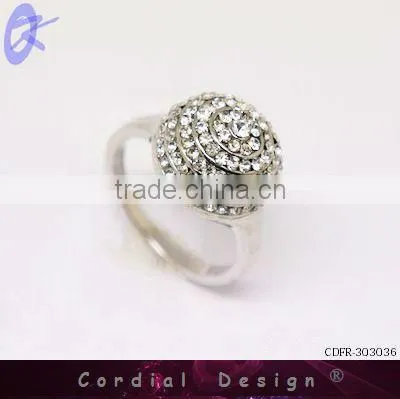 2013 Fashion Jewelry New Product Cheap Rhinestone Spherical Ring