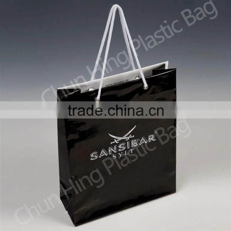 Plastic rope handle carrier bag