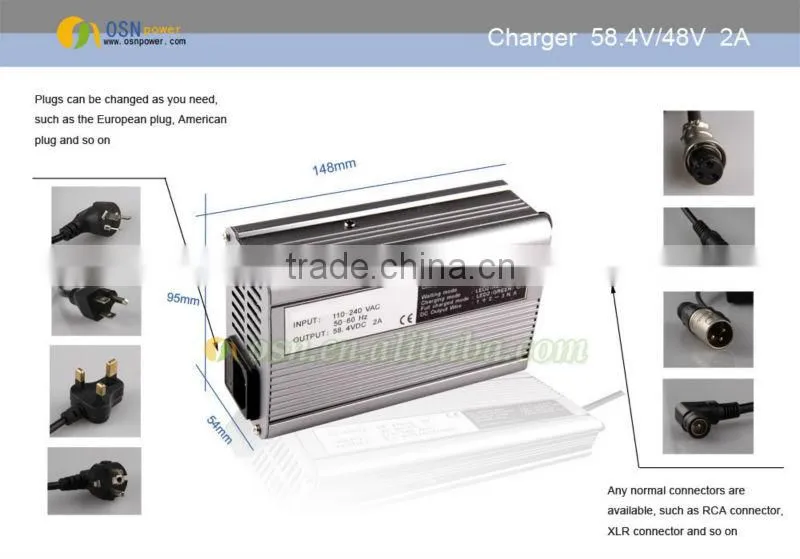 lifepo4 Battery Charger 48V 2A with Aluminum Case