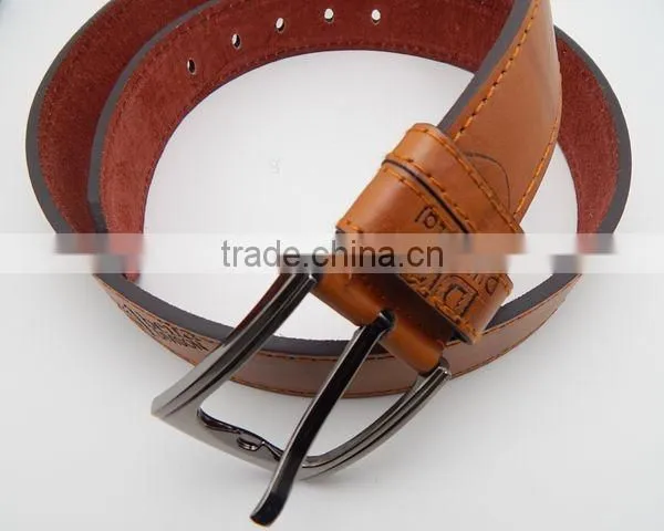 brown color cheap price PU leather belt for men cow hide factory direct eco-friendly material