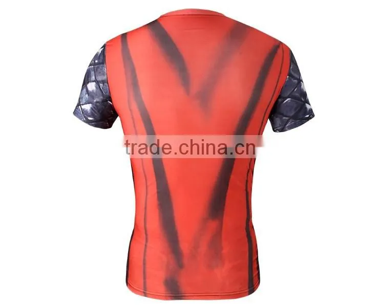 OEM Factory Wholesale High Quality Marvel Superhero Clothes Compression Tights T Shirt 3D Printing Men Tops