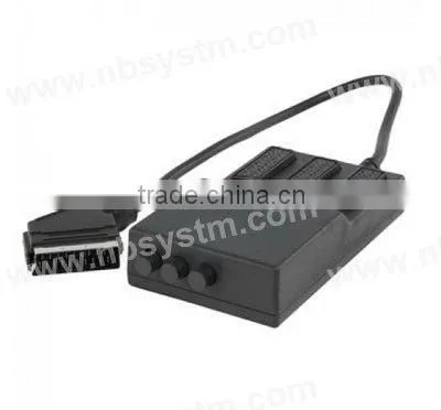 scartbox 21pin Scart plug to 3 x 21pin Scart jacks box (with switch)