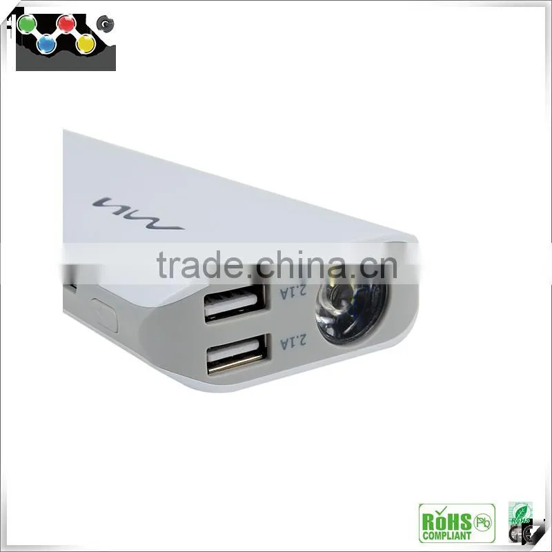 LED lighting up fast charge power bank with 2 USB output 10000 mAh large capacity