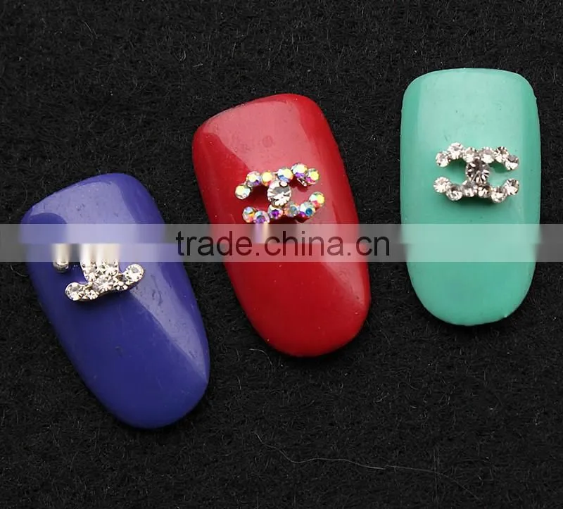 new design big stone pearl flower butterfly bow finger nail rhinestone jewelry