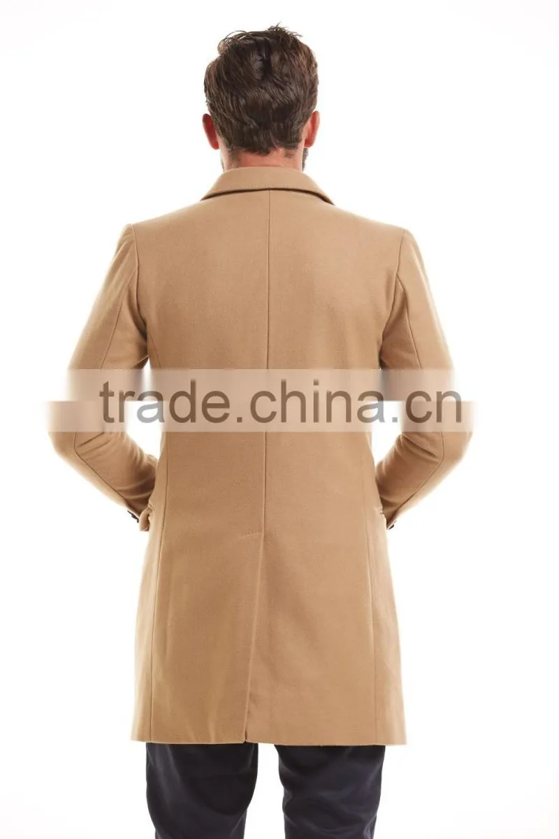 High Quality Custom Made Notch Lapel Men Fashion Long Coat Winter