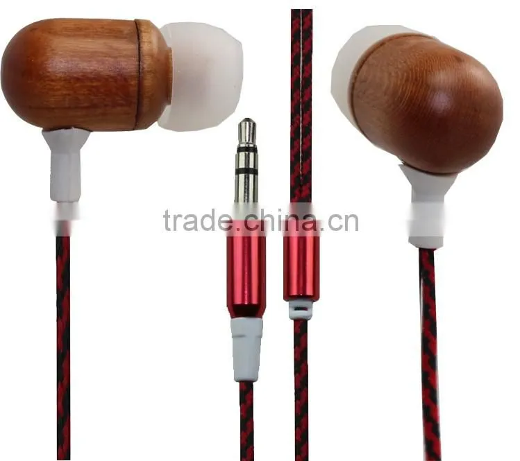 New Excellent wired wooden earphone custom earphones in bulk
