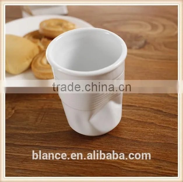 ceramic crushed cups crumpled design cup