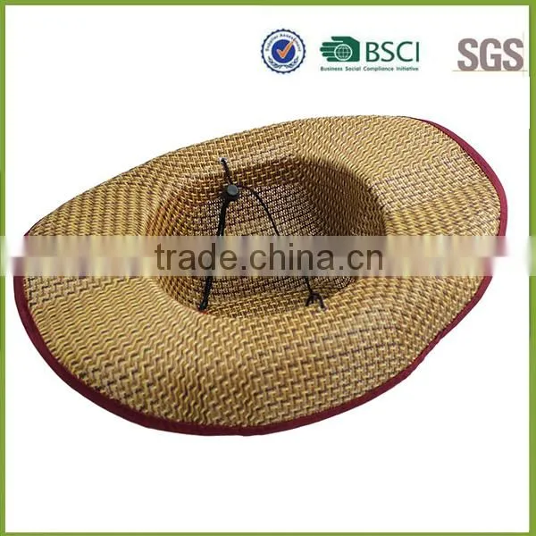 China Summer Straw Cowboy Hat Cheap with Strip