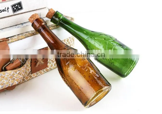 painted glass floating bottle with cork for wishing small table glass flower vase