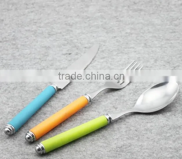 3pcs color handle stainless steel cutlery set