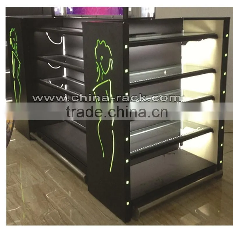 Fashional LED light supermarket metal cosmetic display shelf